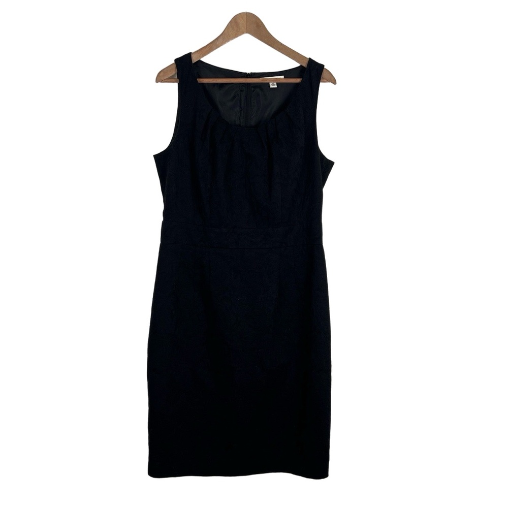 Banana Republic Womens Size 14 Black Damask Sheath Dress Fully Lined Classic